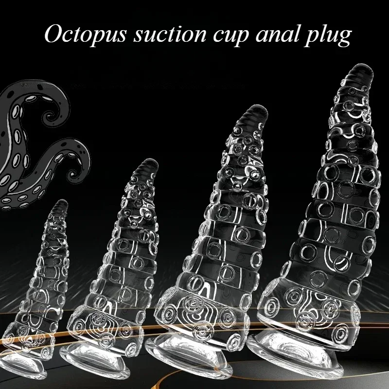 الأخطبوط الغريبة المكونات الشرج مخرطة الشرج المهبل موسع الغريبة ديك بعقب المكونات مع شفط كأس لينة عالية شفافة منتجات جنسية #4