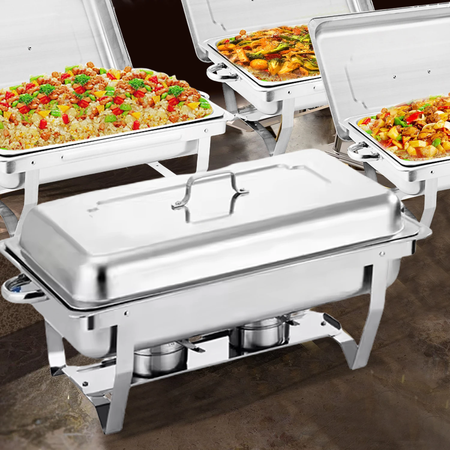 

11L Gold Chafer Dish Buffet Set Stainless Steel Chafing Dish Food Warmer Rectangular Chafing Dish With Alcohol Stove