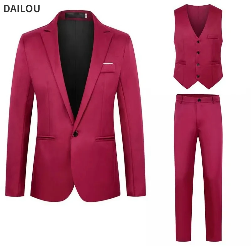 Mannen Pakken Bruiloft Elegant 3-delig 2 Outfit Set Blazers Jassen Vest Broek Mode Luxe Zomer Klassiek 2024 Formele Kleding