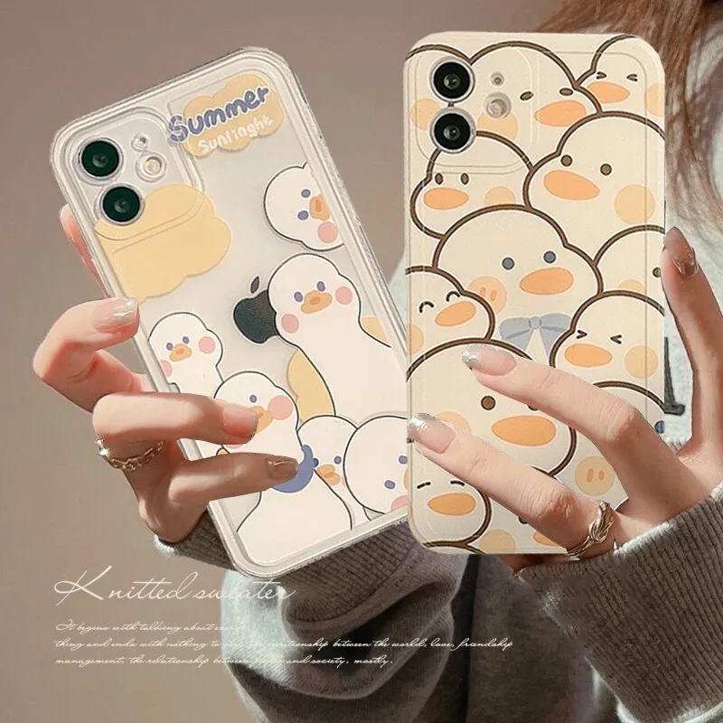 サムスン用のかわいいアヒルの電話ケース,透明で柔らかいカバー,s24 s20 s21 s22 s23 s30 plus ultra s20 s21 fe s23fe a13 a23 a32 a34 a54 a53