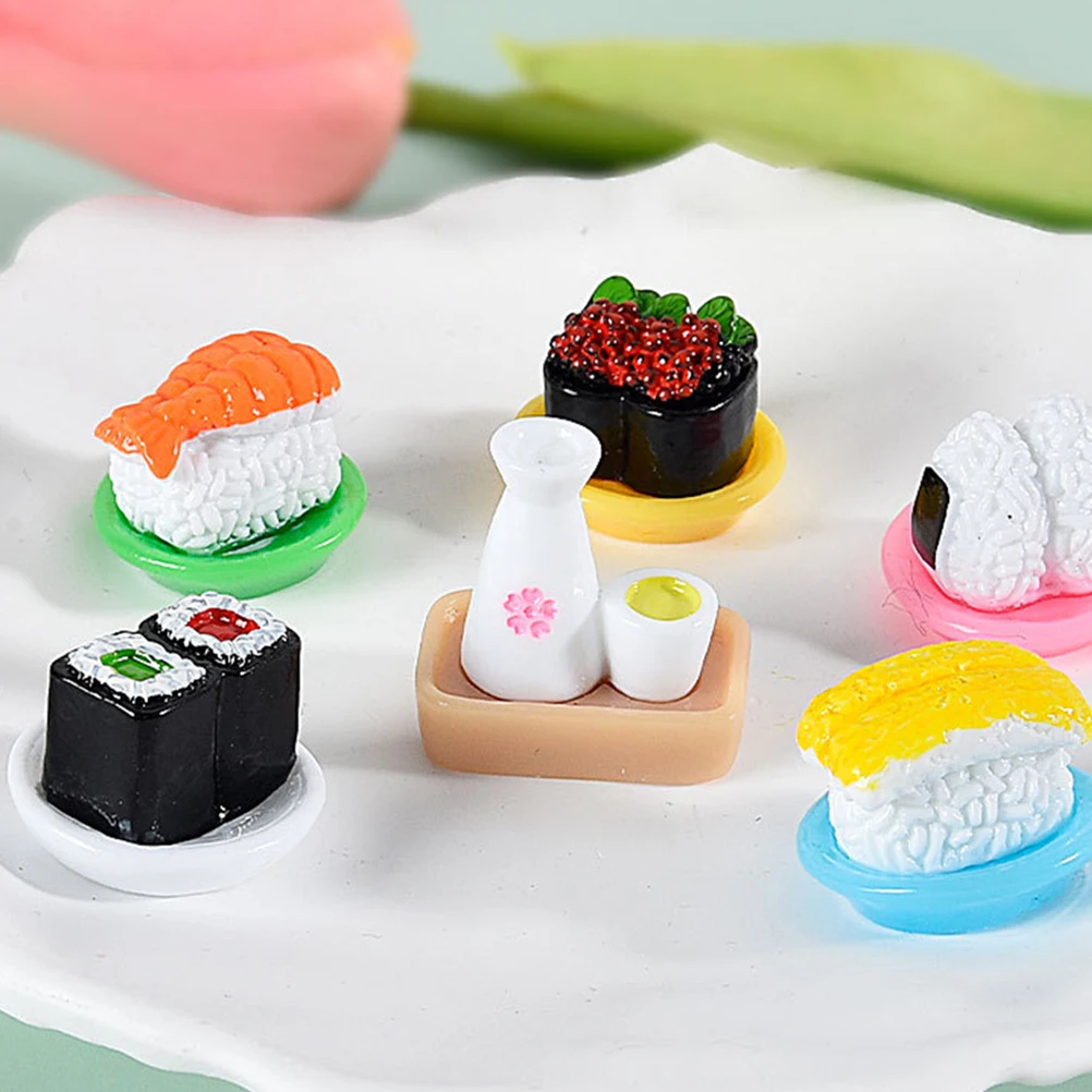 12 Pcs Simulation Sushi Mini Model Decor Artificial Dollhouse Food Toys Educational Montessori Reusable Lifelike