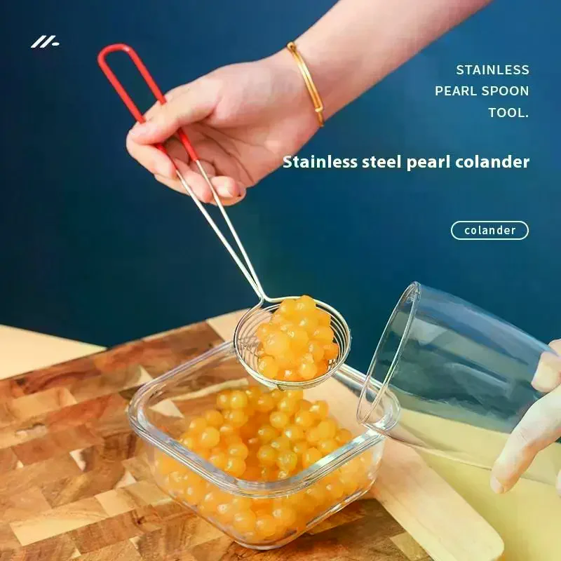 Tapioca Pearl Scooper Pearl Strainer Boba Strainer Stainless Steel Milktea Supplies Steel Kitchen Hanging Utensil