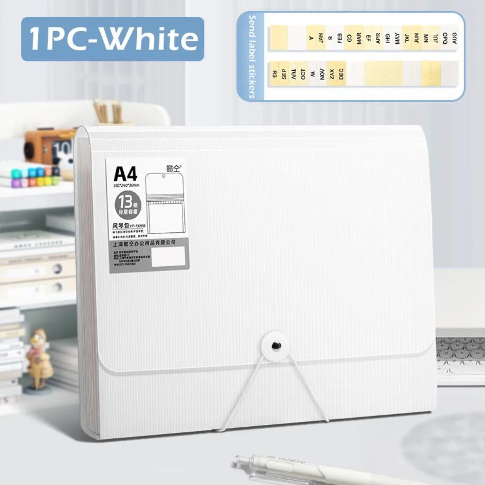 

Portable 13 Layers A4 File Folder Stretch Buckle Design Large Capacity Test Paper Storage Booklet File Bag School Office