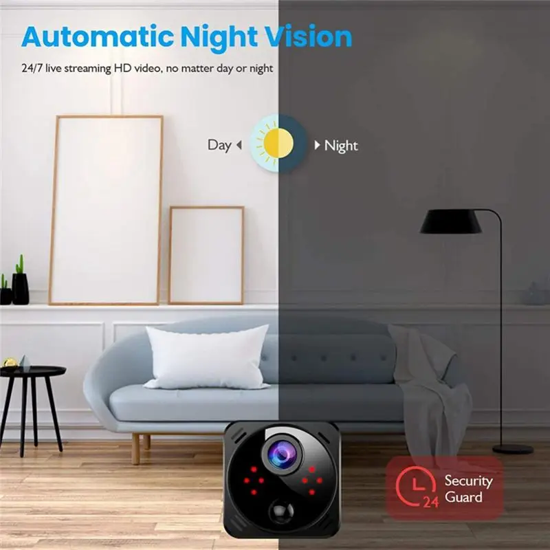 

4K Mini WiFi Nanny Camera Long Standby Built-in Battery Motion Detection Alarm Surveillance Camera(B)
