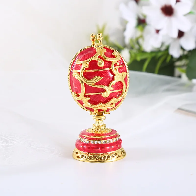 Russian style gold-plated enamel painted gift egg shape