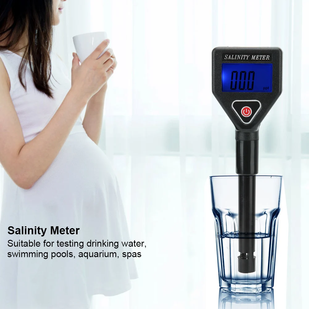 Salinity Meter with Fast 3-Second Measurement for Seafood Aquarium Pool Beverage Water 0-199.9 g/L Resolution 0.1 g/L