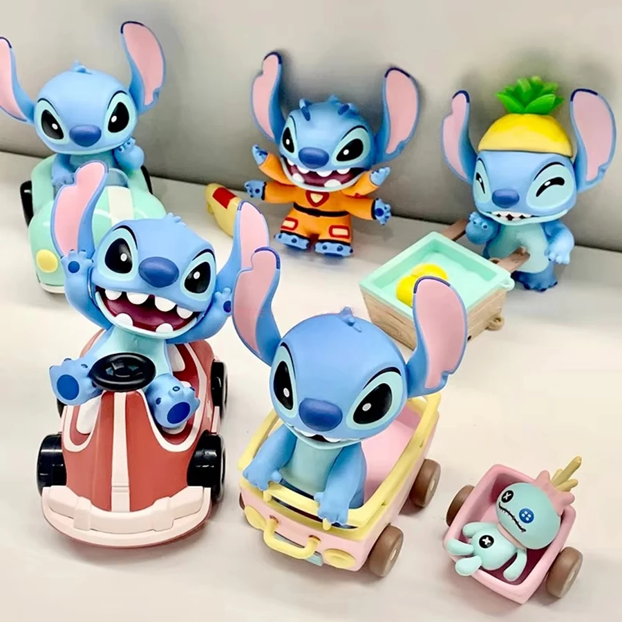 6PCS Stitch Figure Blind Box Kawaii Stich Anime Cartoon Car Cake Room Decoration Model Doll Action Figure Kids Toy Girl Gift