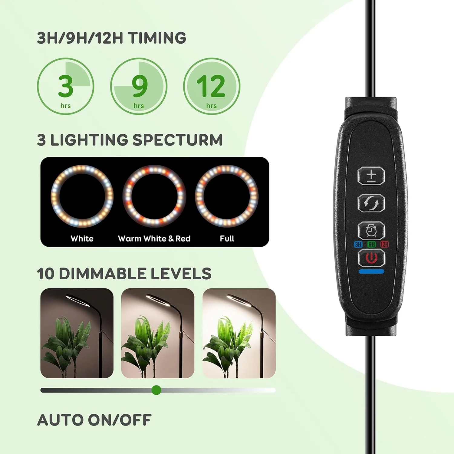 تنمو ضوء للنباتات الداخلية، أضواء نباتات هالة LED كاملة الطيف مع حامل، سطوع عاكس للضوء للنباتات الكبيرة الطويلة