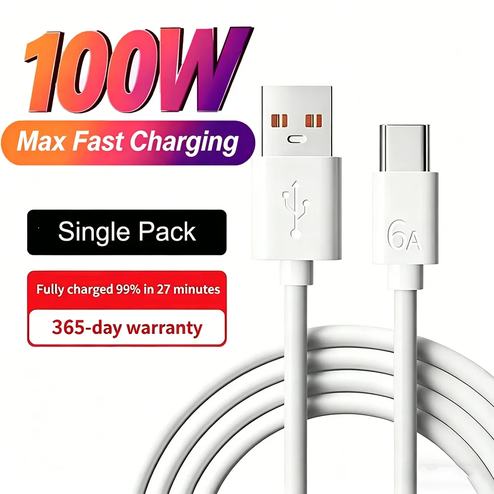 100W USB Type C To Type C Super Charger Cable For Huawei P50 P40 P30 Mate 9 10 Pro Nova 6 5 4 6A Fast Charing For Samsung Xiaomi