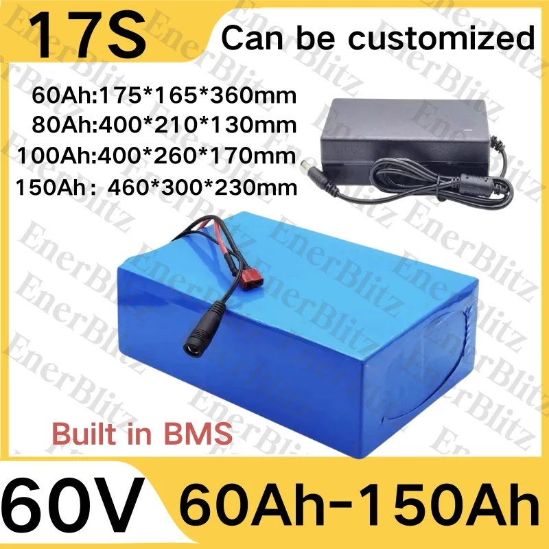 

EB Li-ion 17S 60V 60Ah 80Ah 100Ah 150Ah Lithium Battery with Bluetooth BMS for 1000W 3000W 5000W 6000W Golf Cart Two Wheeler RV