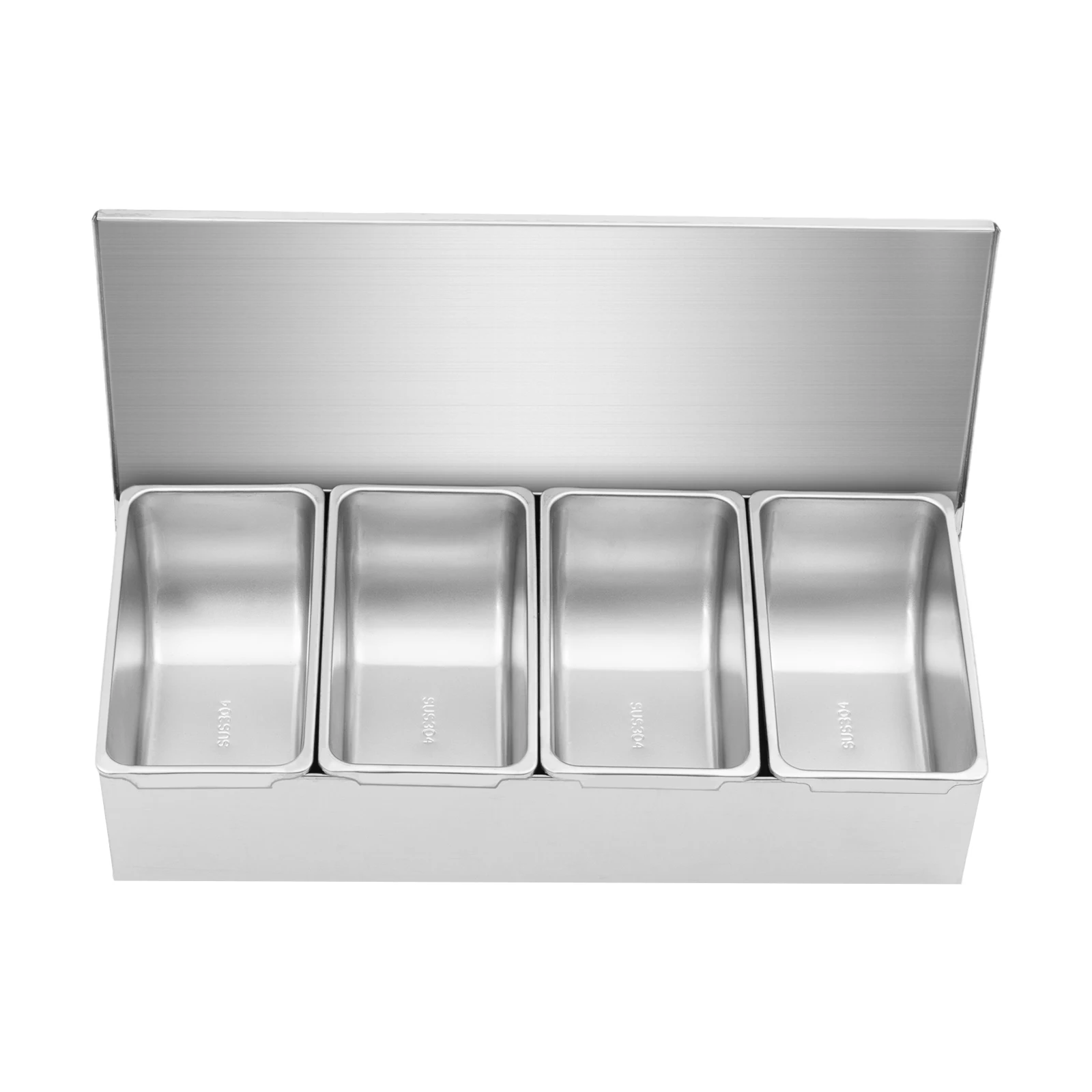 

4 Slot Stainless Steel Condiment Carrier with Large Capacity and Hassle-free Installation for Kitchen Use