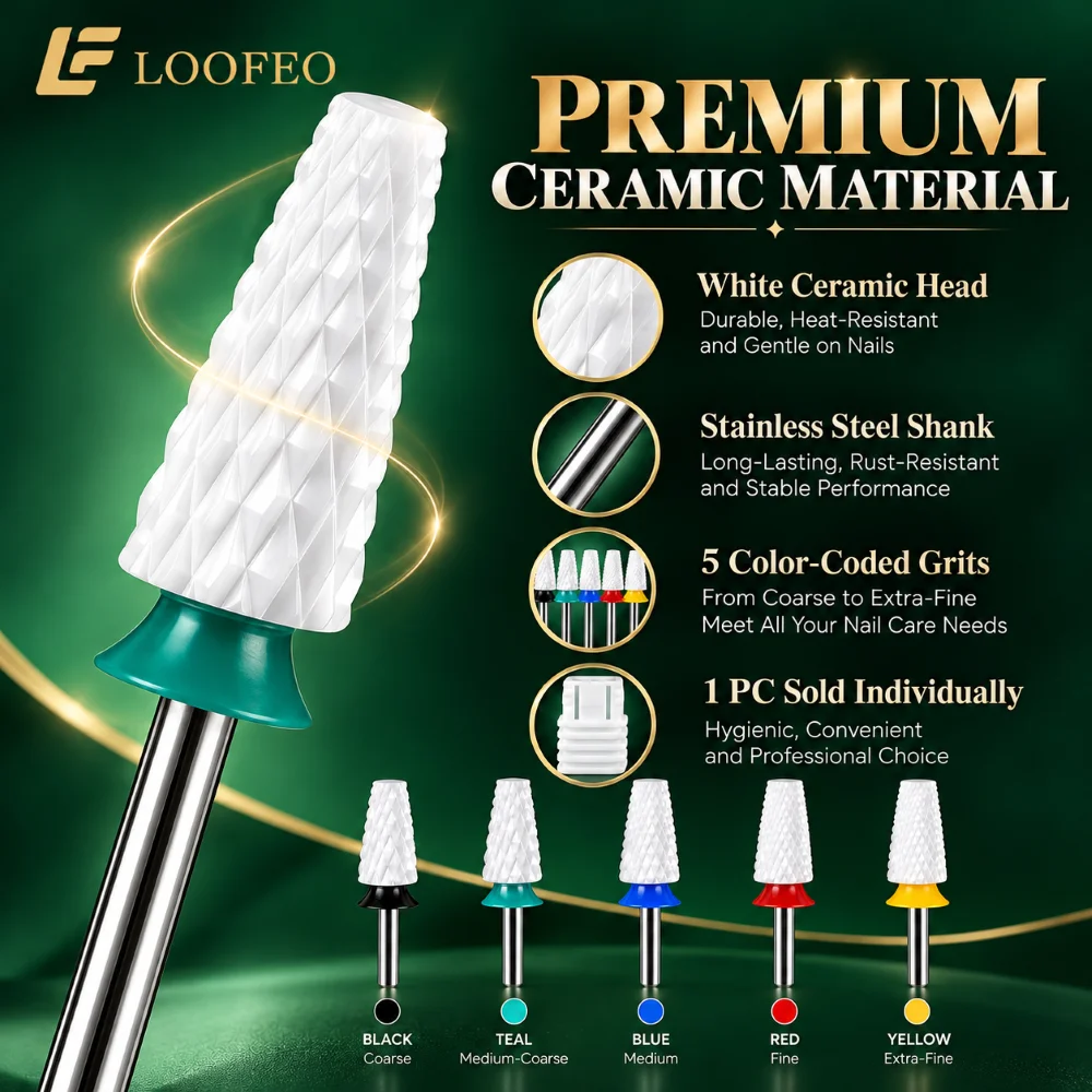 Gel Removal Or Nail Contouring Tool 1PC Ceramic Nail Drill Bit Flat Top Tapered Barrel 2.35mm Shank For Salon Surface Refinement