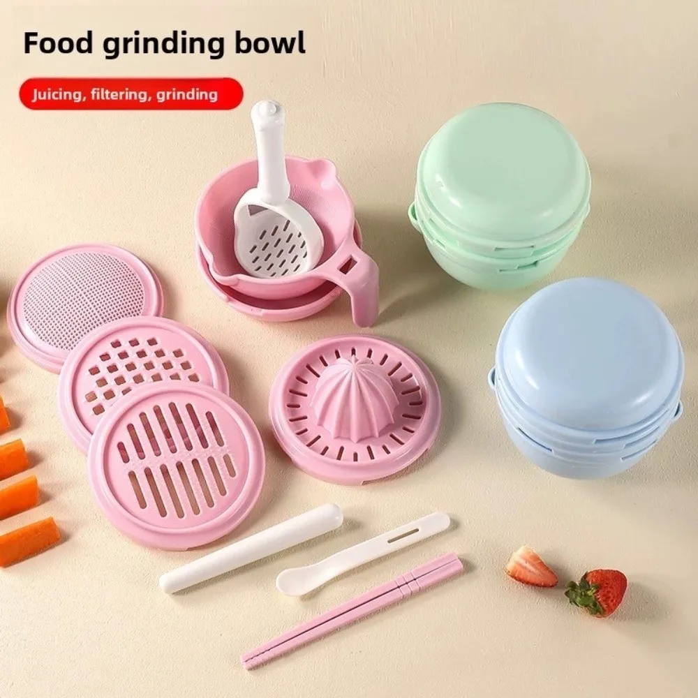 Solid color Baby Food Grinding Bowl Handmade Multifunctional Manual Grinder Easy to Use Manual Operation Fruit Puree Grater
