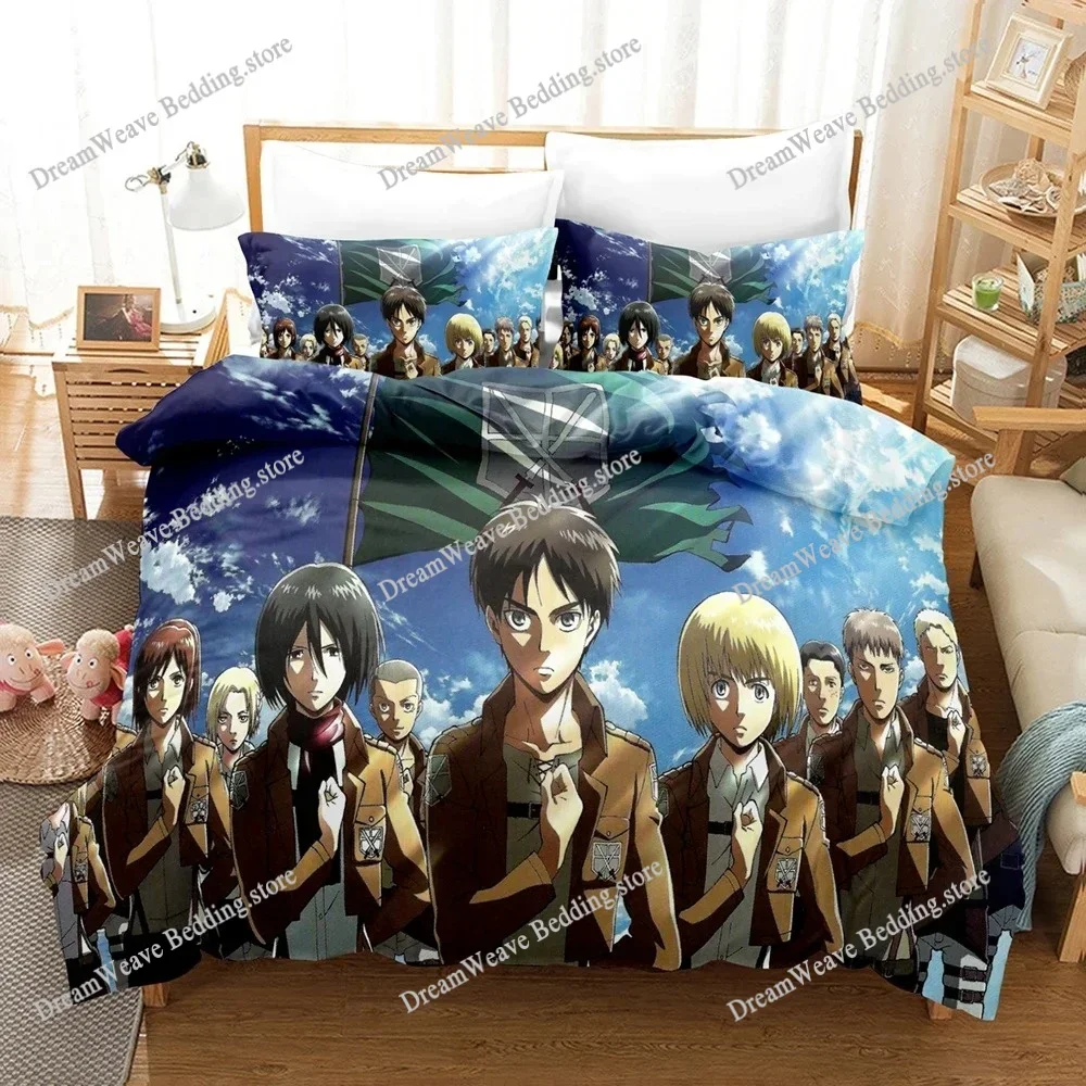 3D Printed Anime Attack on Titan Giant Bedding Set Duvet Cover Bedroom Comforter Single Twin King Size Quilt Cover Home Textiles