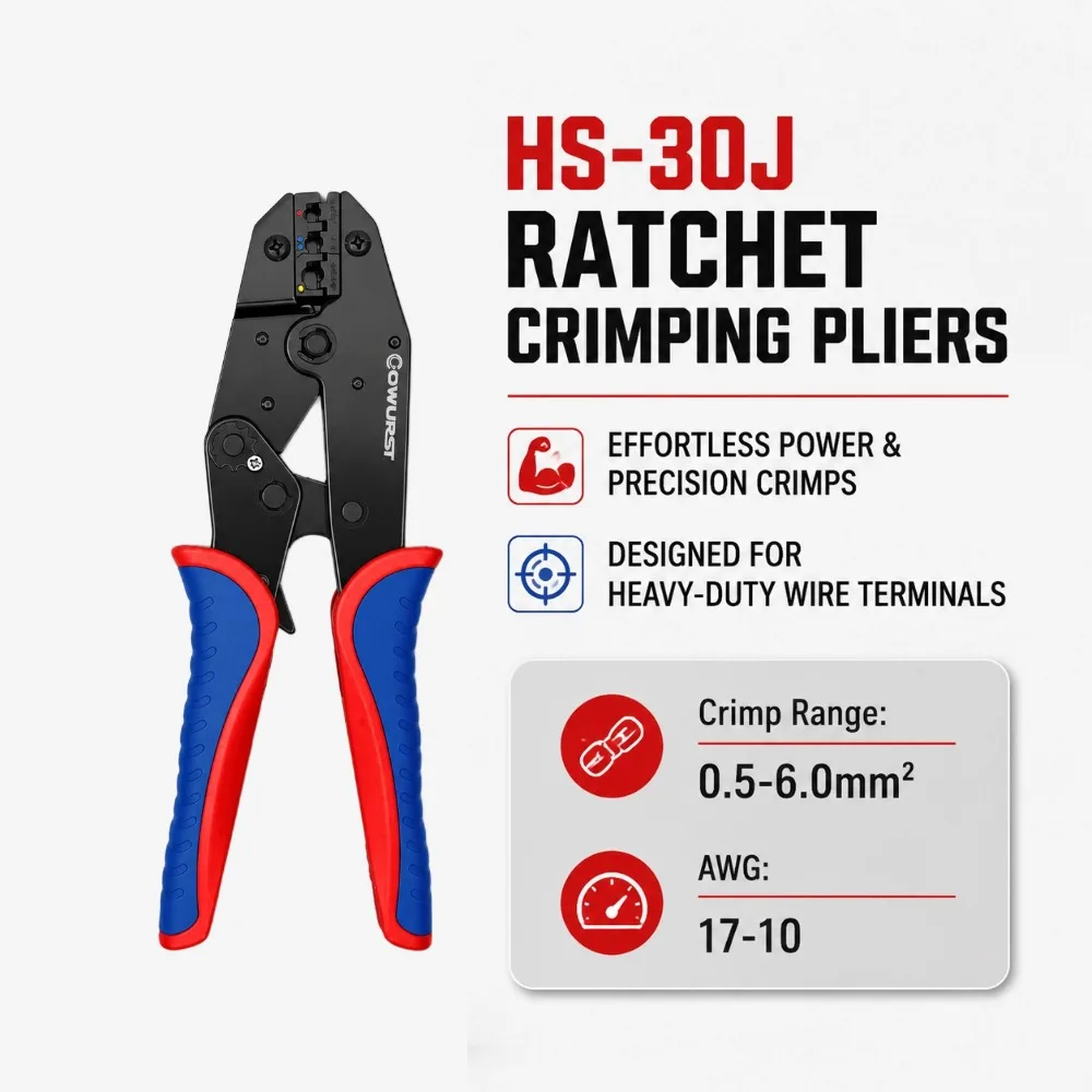 HS-30J 1 Crimping Tool Set with 10 Swappable Jaws, Multi-Sized Pre-Insulated Wire Terminal Tools, Comes with a Storage Bag