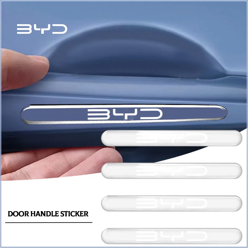 4pcs Car Door Handle Anti Scratches Sticker Protector Film Transparent for BYD Yuan Plus Song Tang F3 E6 Atto G3 Valve Stems