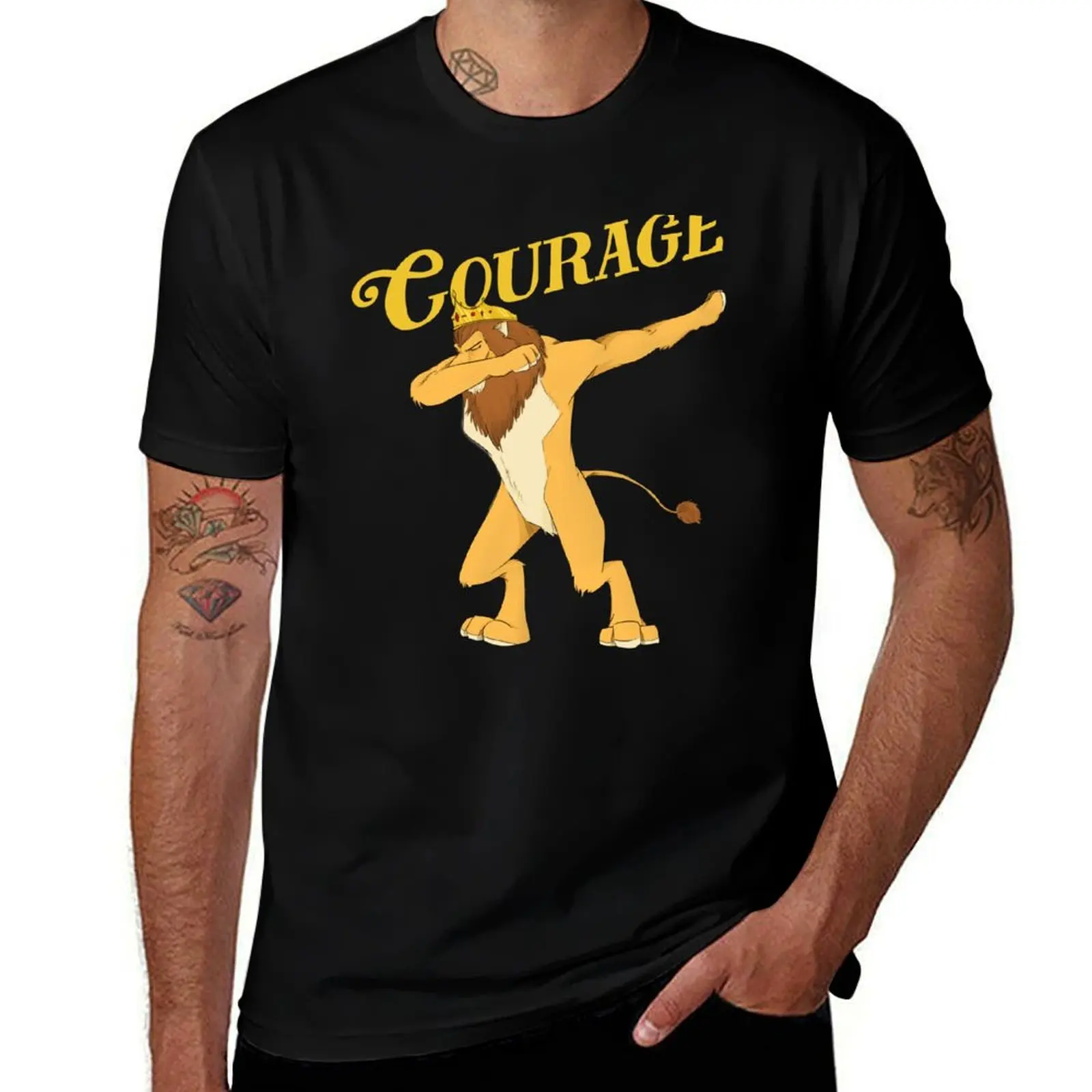 Cowardly Lion Dab T-Shirt Non-Shrink Basic Cotton T-Shirt