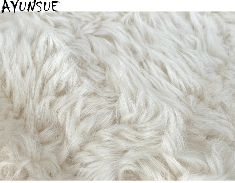 AYUNSUE 천연 양피 모피 코트 여성 중간 길이 진짜 가죽 자켓 여성 겨울 의류 2025 럭셔리 v 넥 Шуба Женская