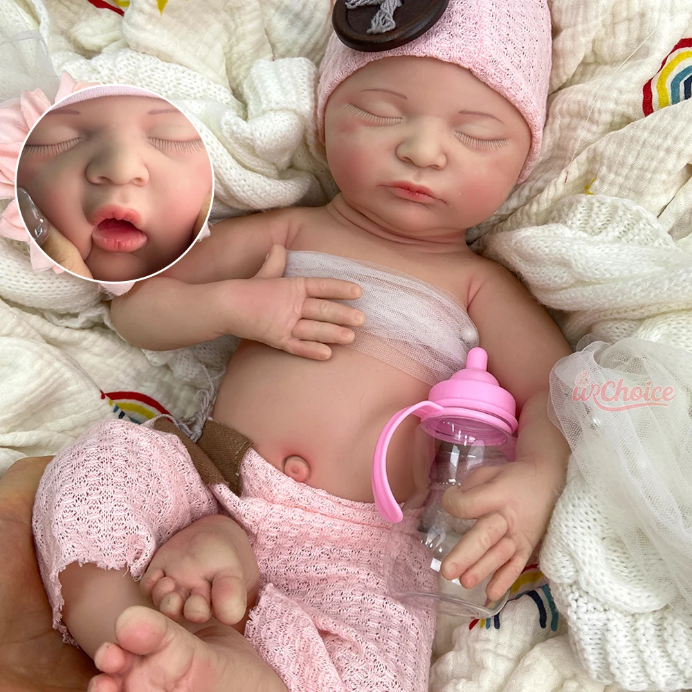 

45cm Lifelike Silicone Doll Soft Waterproof Reborn Baby Girl Can Use Pacifiers Washable Newborn Bebe for Doll Collections