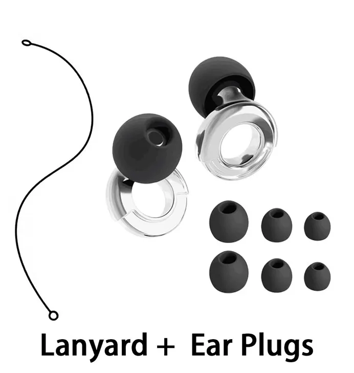 Super Soft Reusable Quiet Ear Plugs for Noise Reduction Hearing Protection for Sleep Swim Work, Silicone Lanyard for Earplugs