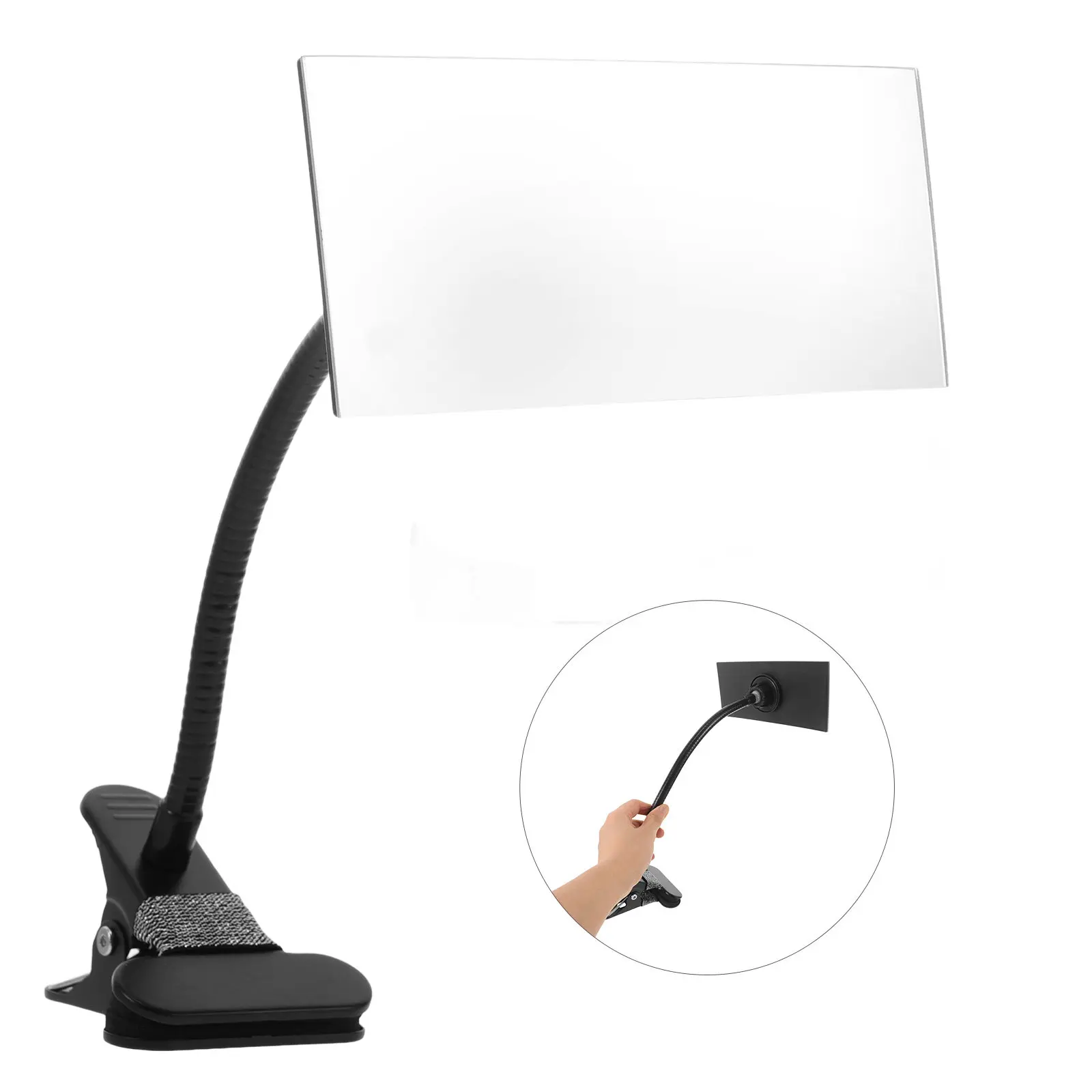 Clip on Security Mirror Black Convex Computer Cubicle Desk Monitor Rear View Mirror to See Behind for Personal Safety