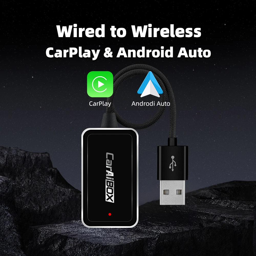 CarAiBOX Car Accessories Wireless CarPlay Android Auto Adapter smart Box Plug And Play 5GHz WiFi Fast Connect 2 in 1 Wireles