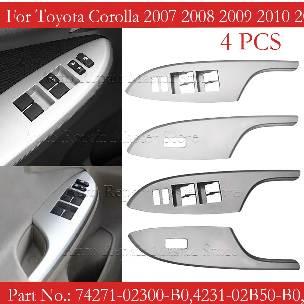 

4PCSFor LHD For Toyota Corolla 2007 2008 2009 2010 2011 2012 2013 Power Electric Window Lift Control Switch Panel Cover Frame