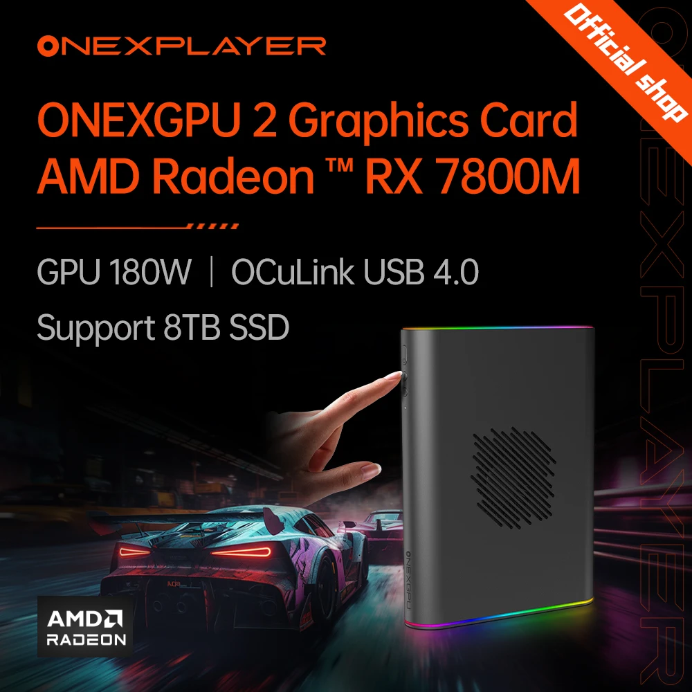 Onexplayer-onexgpu 2グラフィックカード,amd radeon rx 7800mドック拡張付きegpu,12g gddr6 gpu,180w oculink,usb 4.0,pcie 8テラバイト,ssd