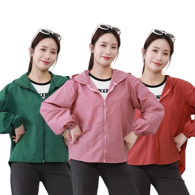 Thin Style Long Sleeve Smock Summer Work Clothes Women Outdoors Sunscreen Blouse Breathable Waterproof Uniforms Full Zipper Tops