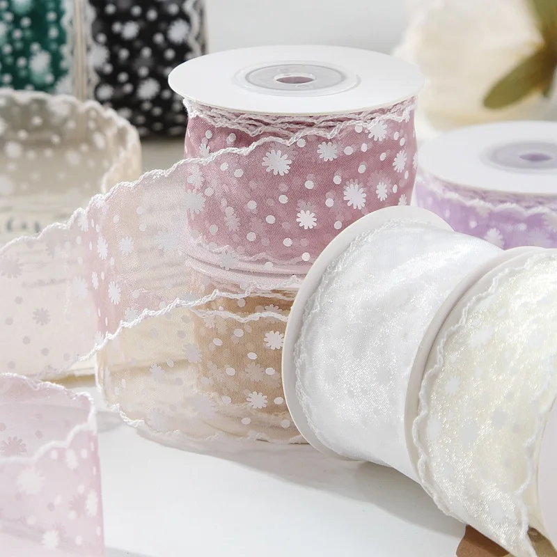 Kewgarden fita voile de chiffon impressa, 1.5 "38mm, laços de cabelo diy, acessórios de costura, artesanato artesanal, presente, embalagem de flores, 10 jardas