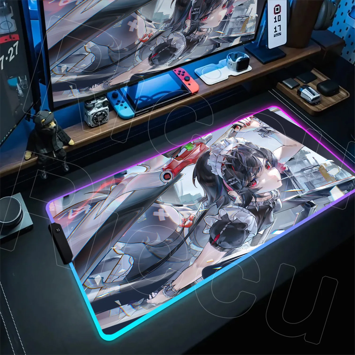 RGB illuminated mouse pad Popular Games Zenless Zone Zero Ellen Joe Keyboard Mat Large Office Gamer Desk Mat Cool color design
