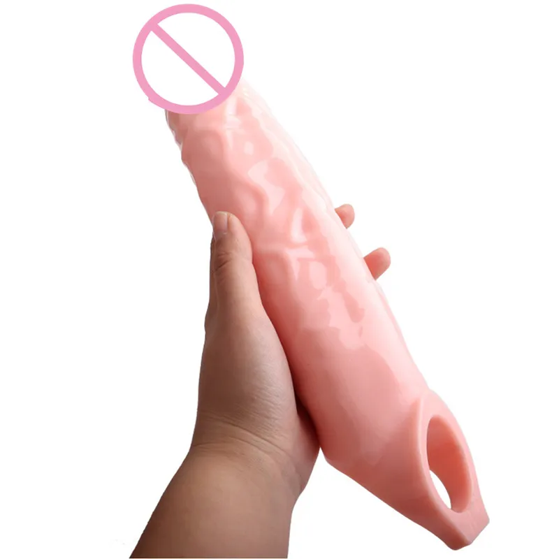 Penis Extension Big Cock Sleeve Reusable Silicone Condom Penile Extender Stretcher Sex Toys For Men Delay Dick Enlarge Adults 18