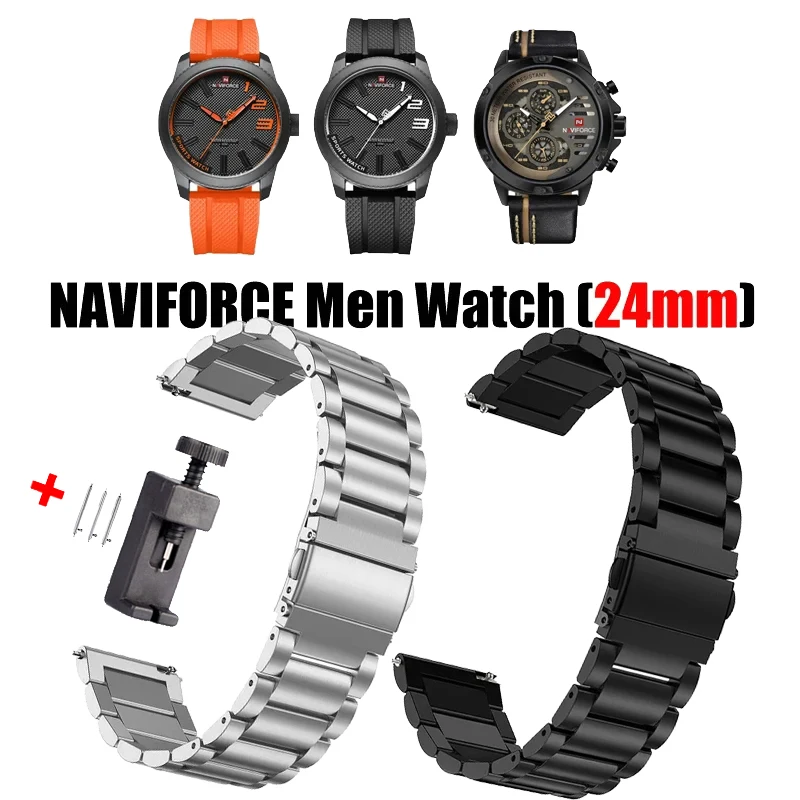 24MM Metal Watch Straps For NAVIFORCE Men Watch NF9202 NF9110M Smartwatch Stainless Steel Band replacement Correa Wristband Belt