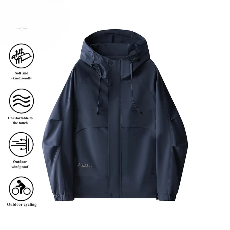 2026 Jacket Men's American Workwear Waterproof Windproof Multi-Pocket Outdoor Coat for Hiking Camping Fishing Urban Adventure