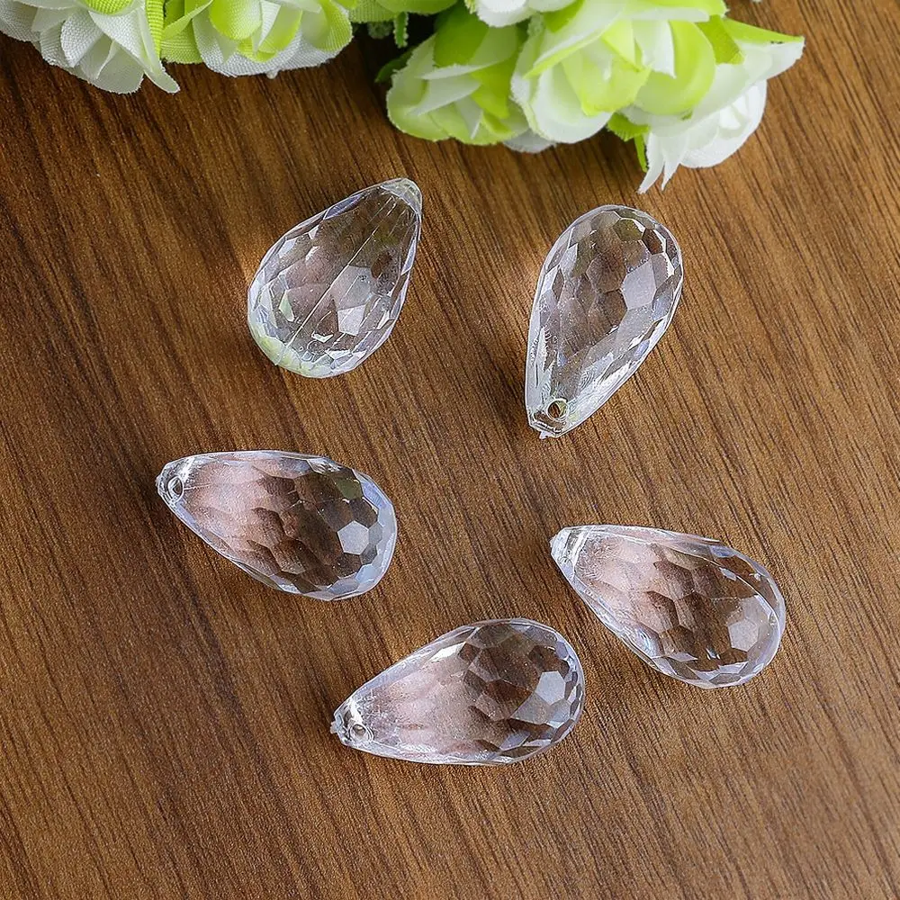Clear Acrylic Faceted Teardrop Beads Chandelier Crystal Pendants For Event Decoration Indoor Lighting Accessories Parts