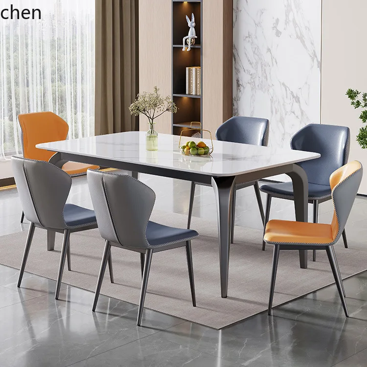 YFY Italian Minimalist Rock Plate Dining Table and Chair Set Modern Simple Home Small Apartment Rectangular Light Luxury Dining