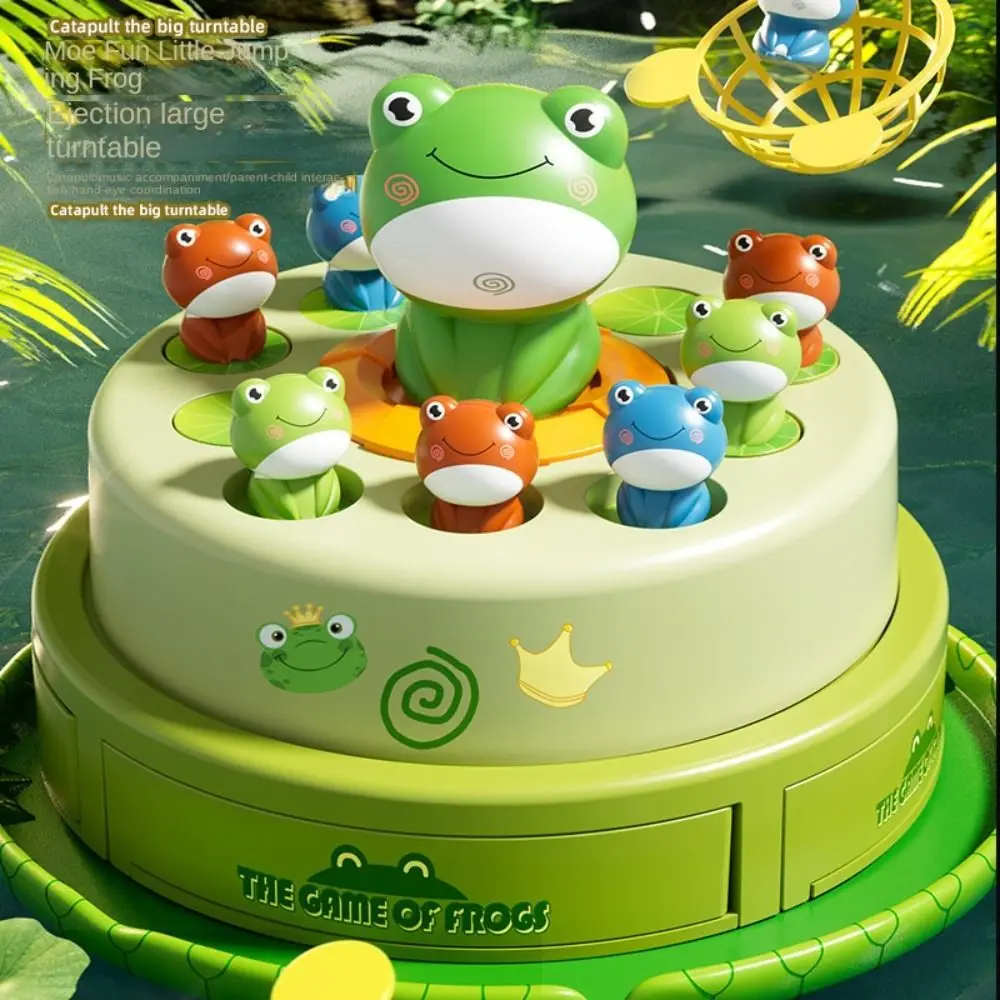 

Launch Frog Frog Bouncing Board Game Cartoon Music Games Frog Pop Up Game Electric Light Catching Frog Turntable Net Kids Gift