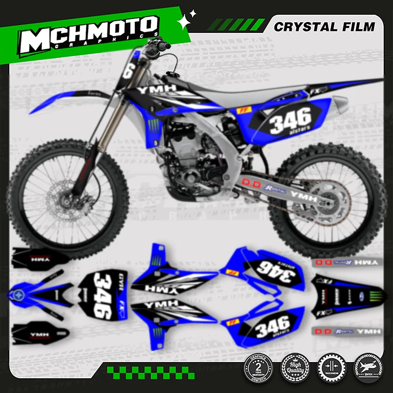

MCHMFG For YAMAHA 2010 2011 2012 2013 YZF250 YZ250F Full Set Motorcycle Graphics Decal Stickers Number Name Background Custom
