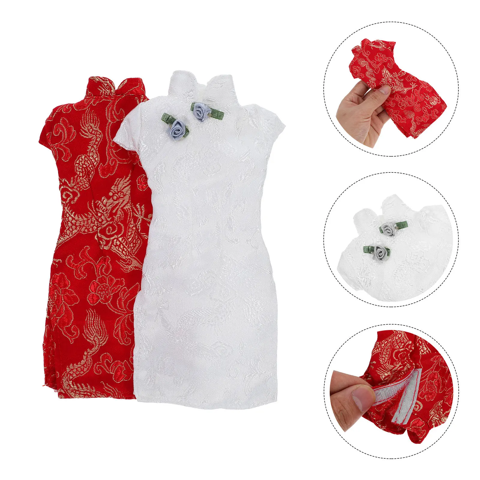 2Pcs Soft Reusable Girls Dress Cheongsam Clothes Wear Resistant Replacement Decorative Lovely Costume Dressing Costume
