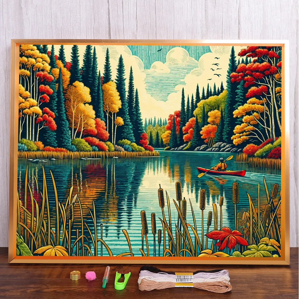 

Fantasy Landscape Pre-Printed 11CT Cross Stitch DIY Embroidery Patterns Craft Hobby Handiwork Sewing Sales Package Needle