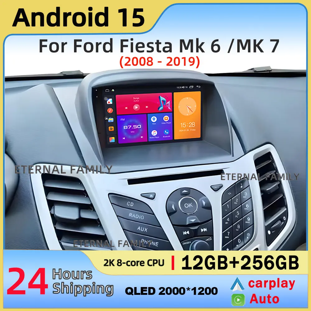 Car Radio Carplay Android For Ford Fiesta Mk 6 /MK 7 2008 - 2019 Multimedia Video Player touch screen Auto stereo Navigation GPS