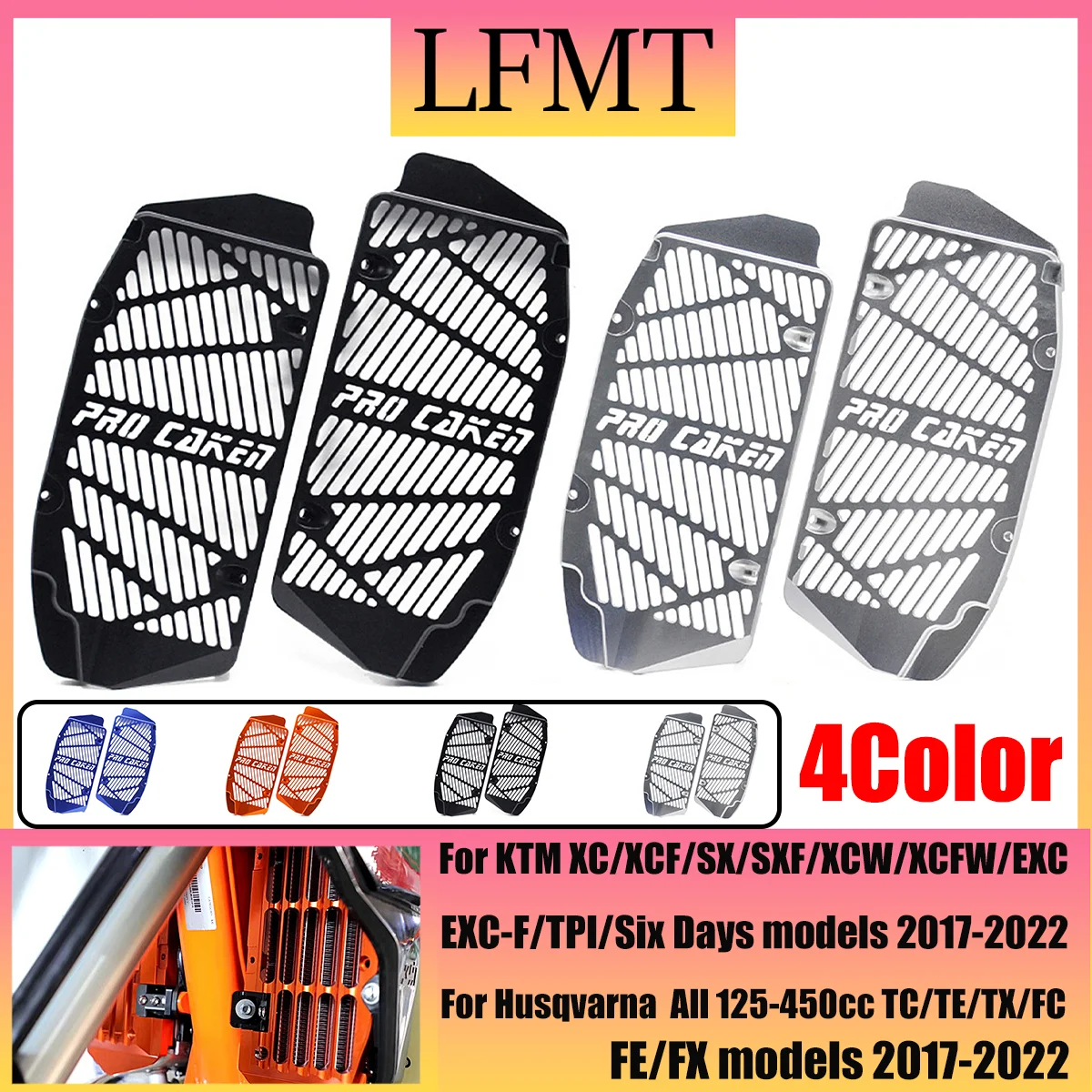 

Motorcycle CNC radiator grille protection grille cover protector For KTM All 125cc-500cc EXC/EXC-F/TPI/Six Days models 2017-2022