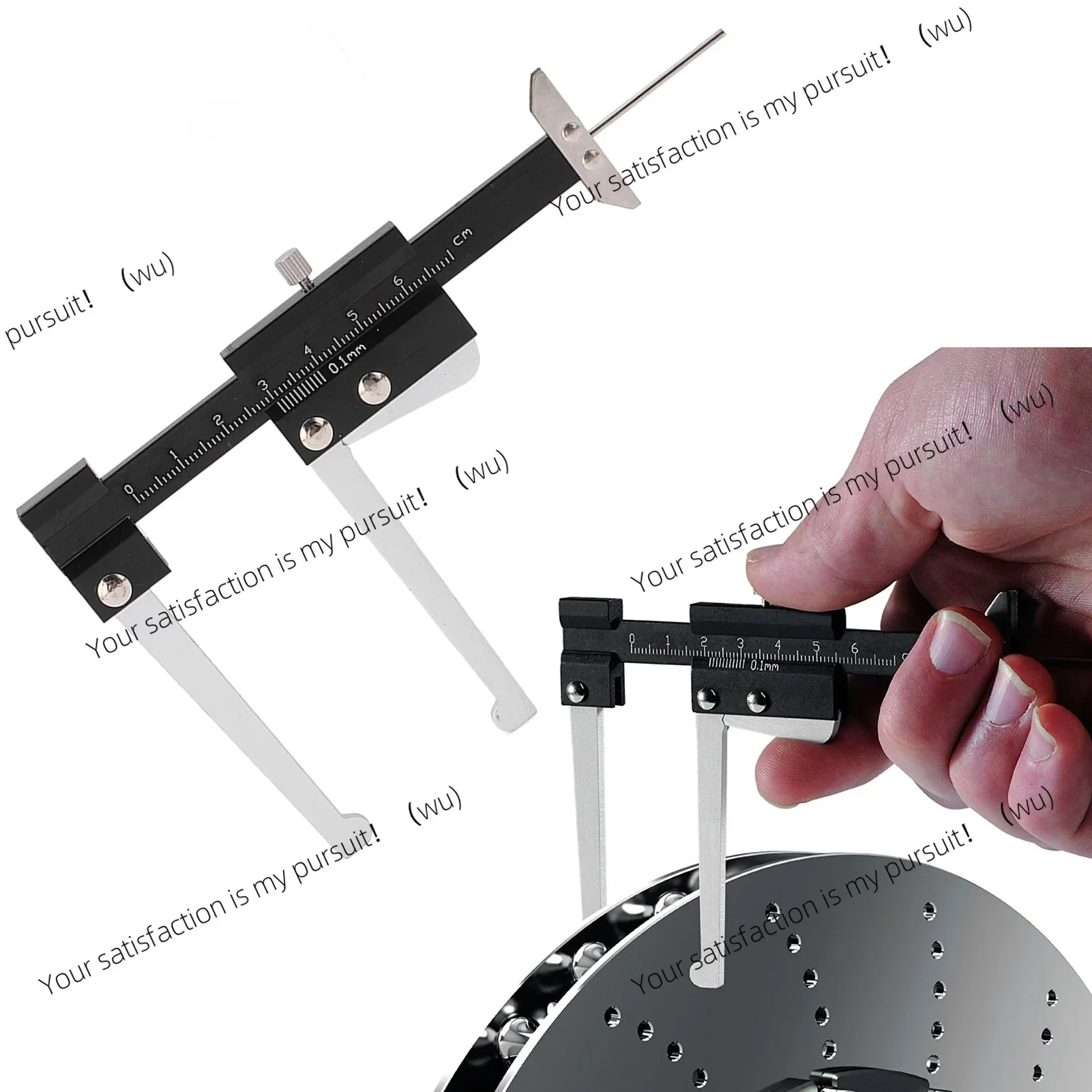0.1Mm accuracy, metric 0-60mm portable brake disc depth measuring ruler, compact car maintenance tool