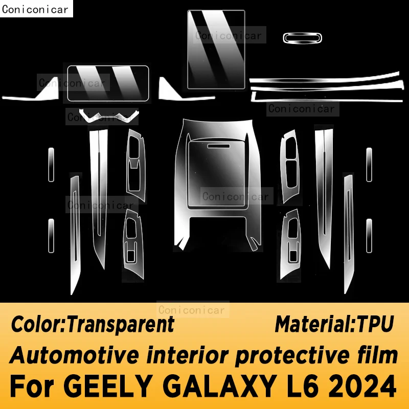 For GEELY GALAXY L6 2024 Gearbox Panel Navigation Automotive Interior Screen TPU Protective Film Cover Anti-Scratch Sticker