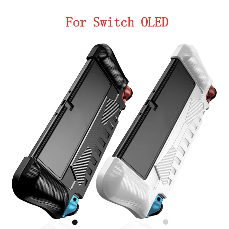 Dockable Protective Case for Switch OLED 2021 Soft Silicone Shell Carbon Fiber Textured Ergonomic Grip Cover for Game - view 2