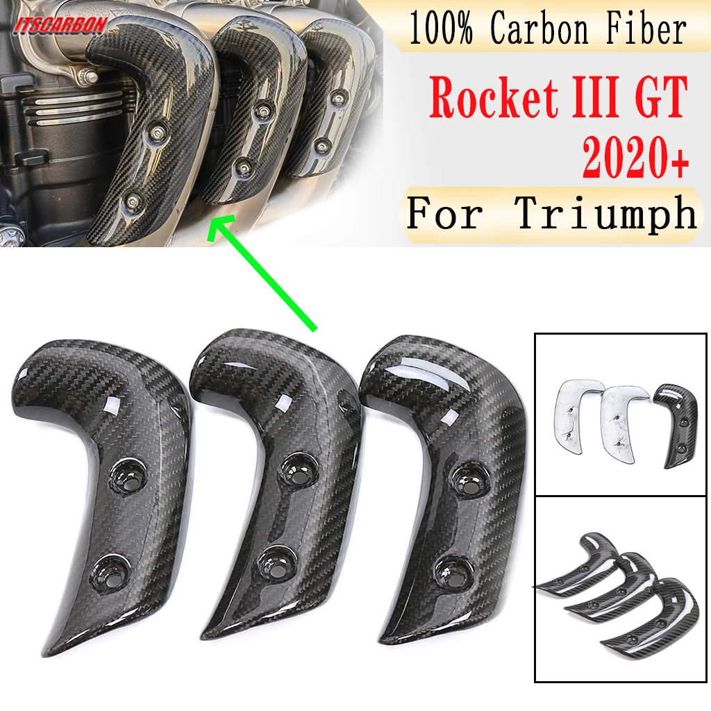 

For Triumph Rocket III Rocket3 GT 2020 2021 2022 2023 Motorcycle Carbon Fiber Exhaust Heat Shield Accessories Cover Parts Kits