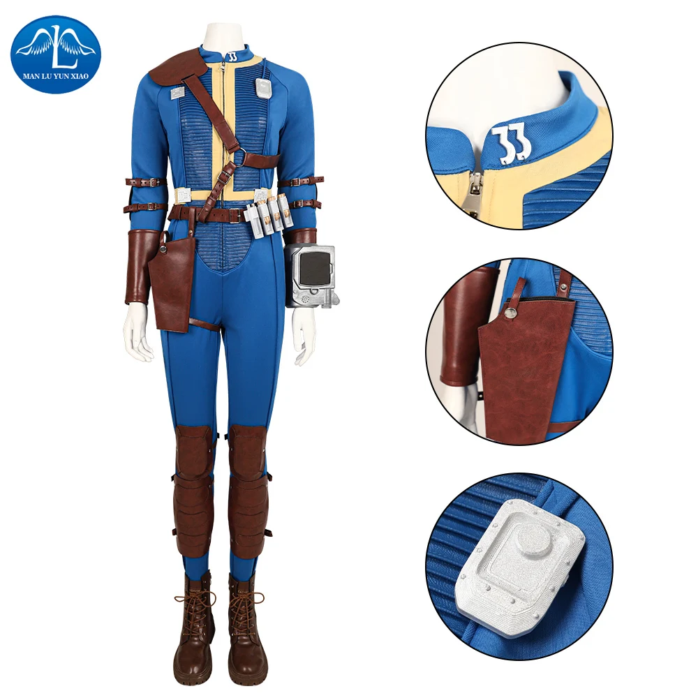 Fall Cos Out Lucy Cosplay Costume Vault 33 Female Survivor Suit Jumpsuit Uniform Props Accessory Halloween Party Women