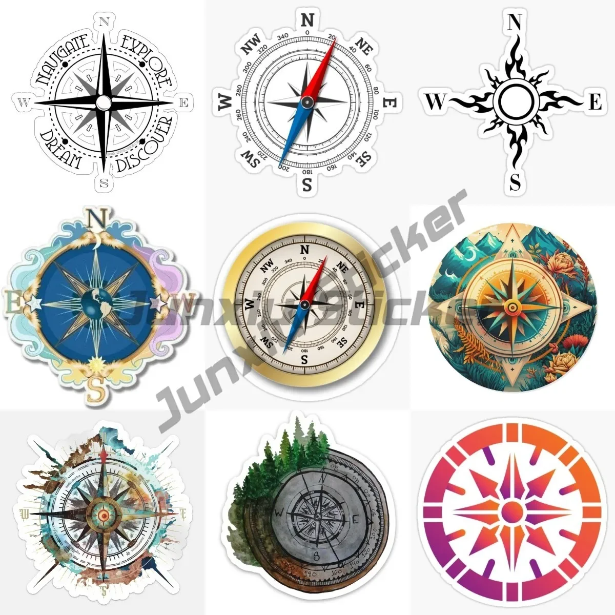 

Compass Sticker for Car Decal Vinyl Truck Window Car Bumper Sticker Laptop Decal Sticker for Motorcycle Helmet