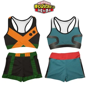Bộ cosplay và quần short áo thể thao anime, phòng tập thể dục anh hùng của tôi, Midoriya Izuku Deku, Bakugou, áo ngực, quần short, áo tắm, bộ đồ 2 miếng phù hợp 10 Bán hàng chính Bakugou Nữ - №1
