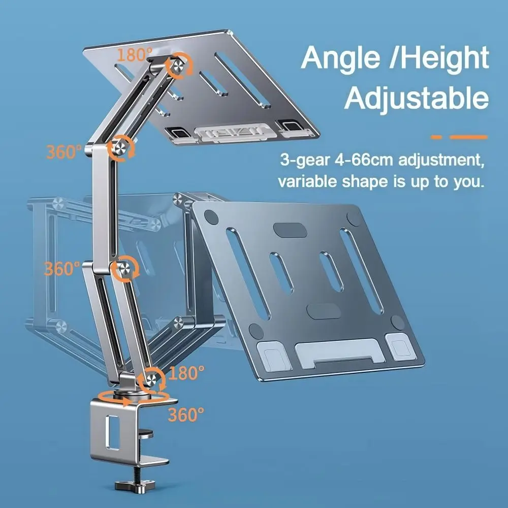 

Sturdy 360°Rotatable Laptop Desk Mount Single Arm Foldable Laptop Stand Adjustable Aluminum Tablet Holder For 17"Inches Notebook